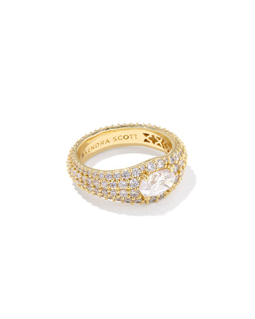 KENDRA SCOTT- Bella Gold Band Ring in White CZ